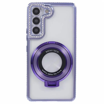 For Samsung Galaxy S23+ Case TPU Rhinestones Decor PC Ring Kickstand Protective Shell