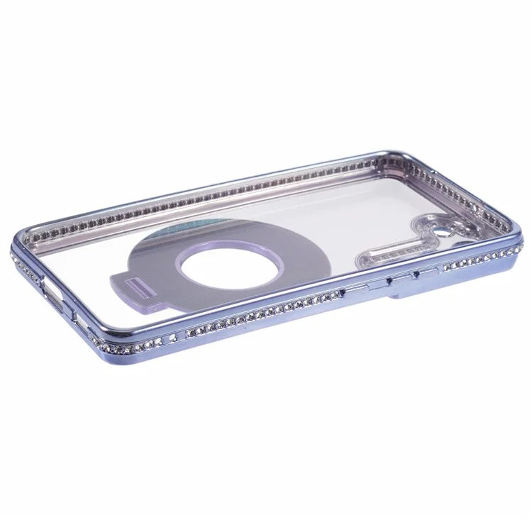 For Samsung Galaxy S23+ Case TPU Rhinestones Decor PC Ring Kickstand Protective Shell