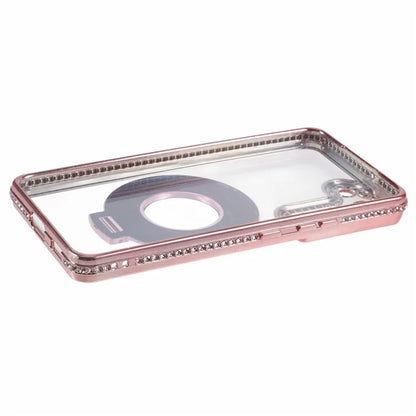 For Samsung Galaxy S23+ Case TPU Rhinestones Decor PC Ring Kickstand Protective Shell