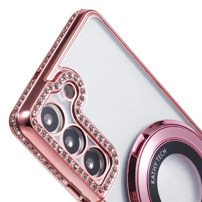 For Samsung Galaxy S23+ Case TPU Rhinestones Decor PC Ring Kickstand Protective Shell