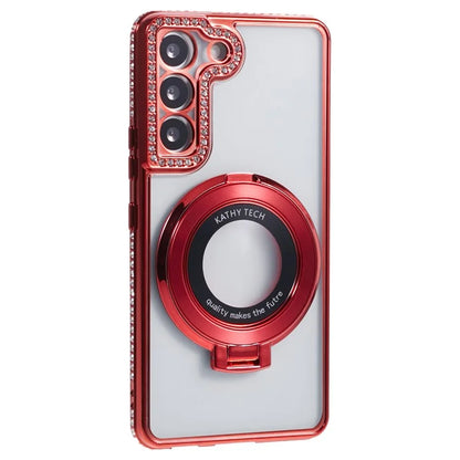 For Samsung Galaxy S23+ Case TPU Rhinestones Decor PC Ring Kickstand Protective Shell
