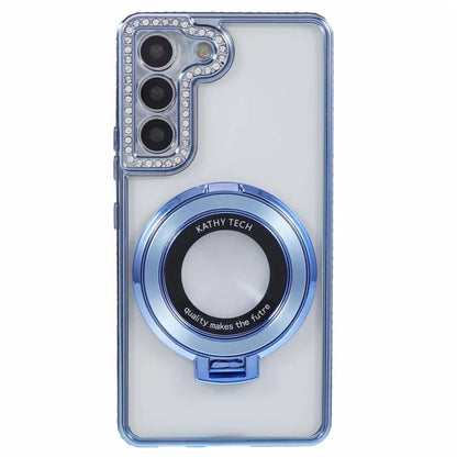 For Samsung Galaxy S23+ Case TPU Rhinestones Decor PC Ring Kickstand Protective Shell