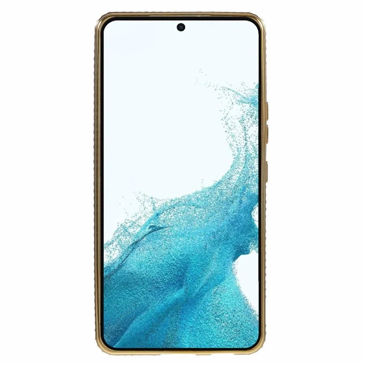 For Samsung Galaxy S23+ Case TPU Rhinestones Decor PC Ring Kickstand Protective Shell