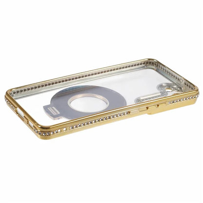 For Samsung Galaxy S23+ Case TPU Rhinestones Decor PC Ring Kickstand Protective Shell