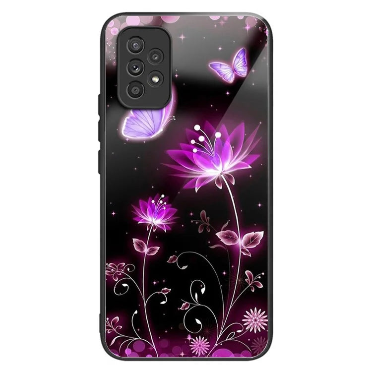 For Samsung Galaxy A53 5G Case Pattern Design Anti-Scratch Tempered Glass Phone Cover