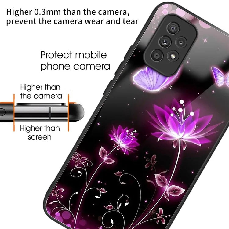 For Samsung Galaxy A53 5G Case Pattern Design Anti-Scratch Tempered Glass Phone Cover