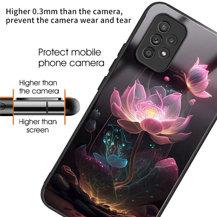 For Samsung Galaxy A53 5G Case Pattern Design Anti-Scratch Tempered Glass Phone Cover