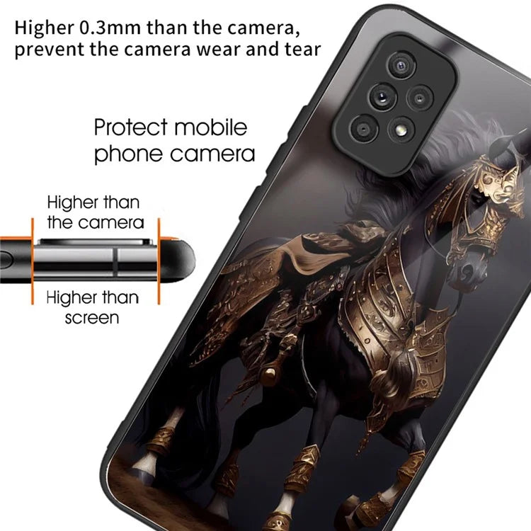 For Samsung Galaxy A53 5G Case Pattern Design Anti-Scratch Tempered Glass Phone Cover
