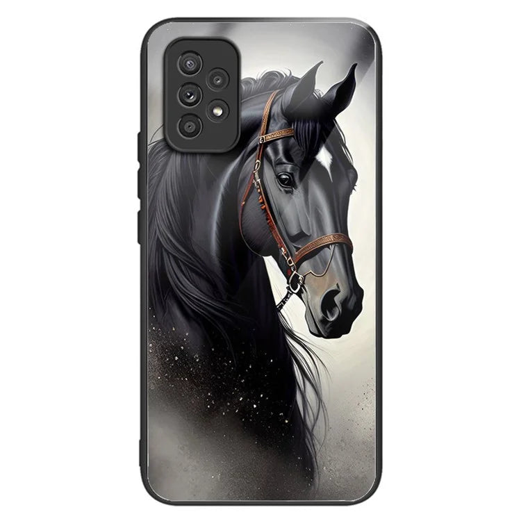 For Samsung Galaxy A53 5G Case Pattern Design Anti-Scratch Tempered Glass Phone Cover