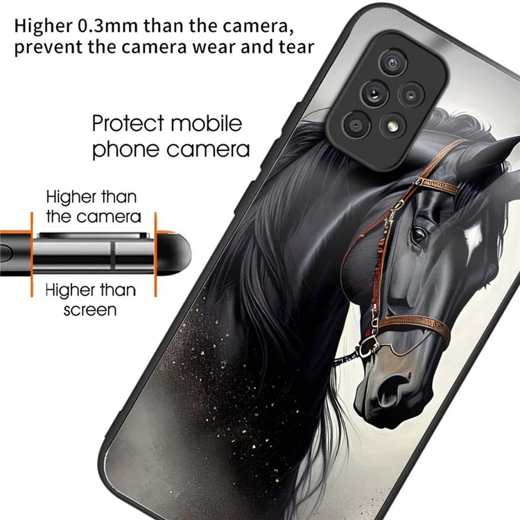 For Samsung Galaxy A53 5G Case Pattern Design Anti-Scratch Tempered Glass Phone Cover
