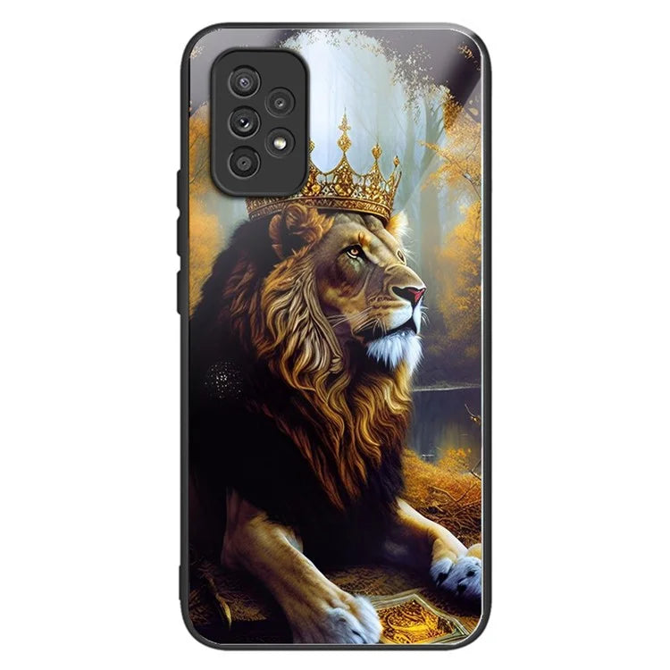 For Samsung Galaxy A53 5G Case Pattern Design Anti-Scratch Tempered Glass Phone Cover