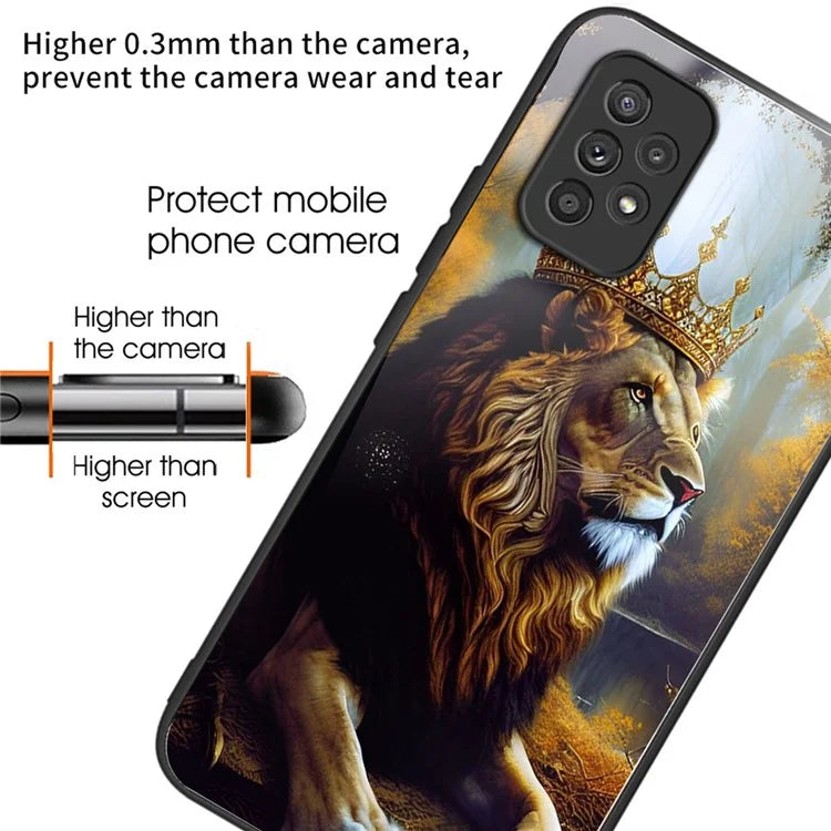 For Samsung Galaxy A53 5G Case Pattern Design Anti-Scratch Tempered Glass Phone Cover