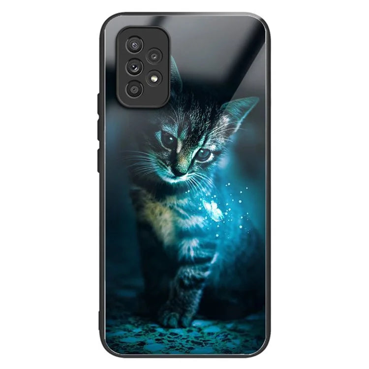 For Samsung Galaxy A53 5G Case Pattern Design Anti-Scratch Tempered Glass Phone Cover