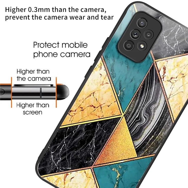 For Samsung Galaxy A53 5G Case Pattern Design Anti-Scratch Tempered Glass Phone Cover