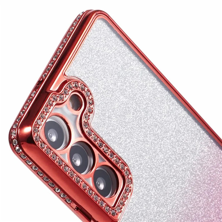 For Samsung Galaxy S23 Case TPU Drop Protection Rhinestone Decor Gradient Phone Protector