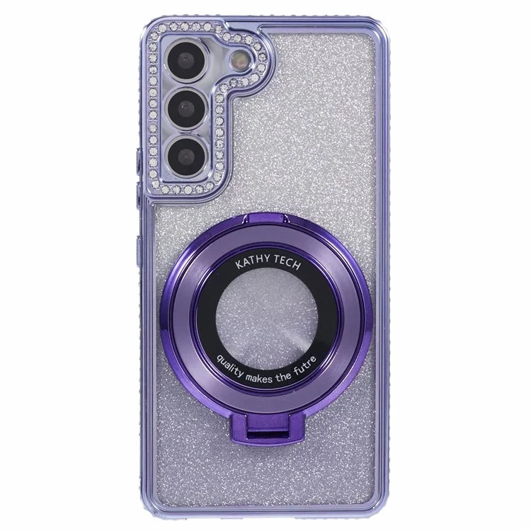 For Samsung Galaxy S23 Case Gradient Rhinestone Decor TPU Phone Cover with Kickstand