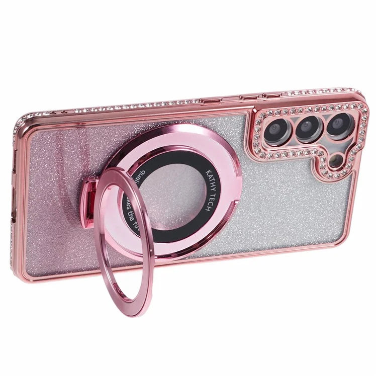 For Samsung Galaxy S23 Case Gradient Rhinestone Decor TPU Phone Cover with Kickstand