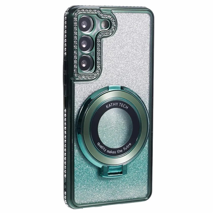 For Samsung Galaxy S23 Case Gradient Rhinestone Decor TPU Phone Cover with Kickstand