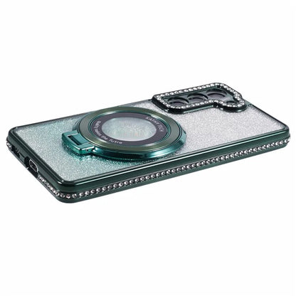 For Samsung Galaxy S23 Case Gradient Rhinestone Decor TPU Phone Cover with Kickstand
