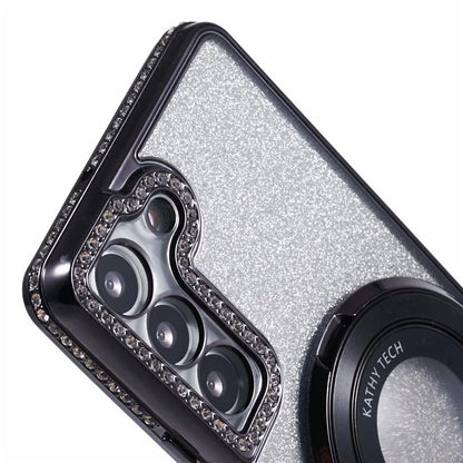 For Samsung Galaxy S22 5G TPU Case Ring Kickstand Shiny Rhinestone Phone Cover