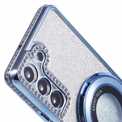For Samsung Galaxy S22 5G TPU Case Ring Kickstand Shiny Rhinestone Phone Cover