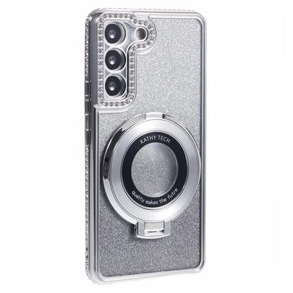 For Samsung Galaxy S22+ 5G Kickstand Case Rhinestone Decor Gradient TPU Phone Cover