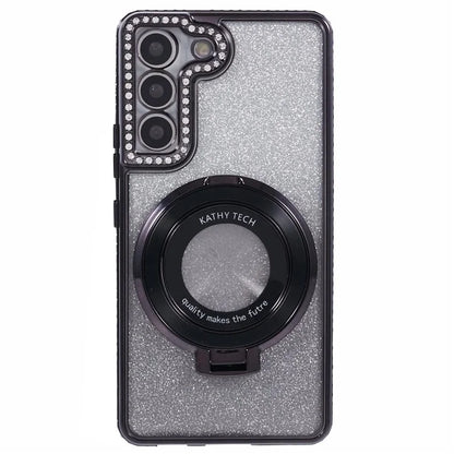 For Samsung Galaxy S22+ 5G Kickstand Case Rhinestone Decor Gradient TPU Phone Cover