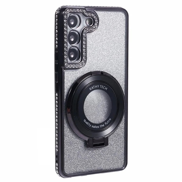 For Samsung Galaxy S22+ 5G Kickstand Case Rhinestone Decor Gradient TPU Phone Cover