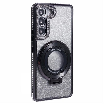 For Samsung Galaxy S22+ 5G Kickstand Case Rhinestone Decor Gradient TPU Phone Cover
