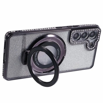For Samsung Galaxy S22+ 5G Kickstand Case Rhinestone Decor Gradient TPU Phone Cover