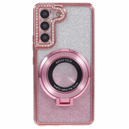 For Samsung Galaxy S22+ 5G Kickstand Case Rhinestone Decor Gradient TPU Phone Cover