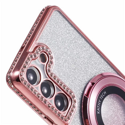 For Samsung Galaxy S22+ 5G Kickstand Case Rhinestone Decor Gradient TPU Phone Cover