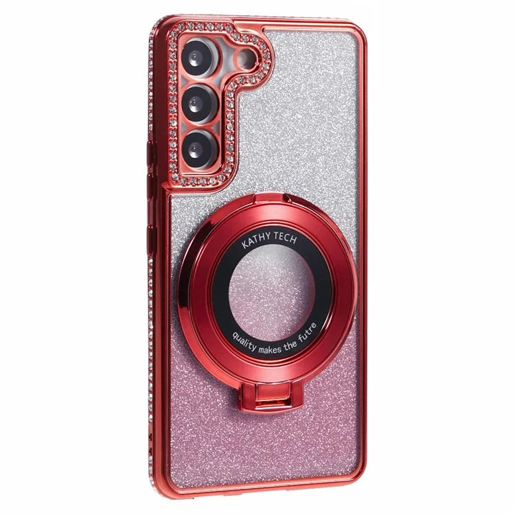 For Samsung Galaxy S22+ 5G Kickstand Case Rhinestone Decor Gradient TPU Phone Cover