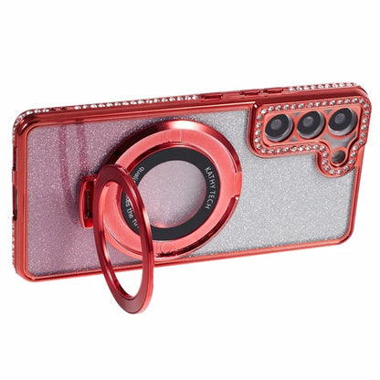 For Samsung Galaxy S22+ 5G Kickstand Case Rhinestone Decor Gradient TPU Phone Cover