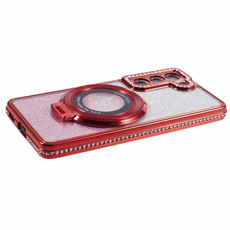 For Samsung Galaxy S22+ 5G Kickstand Case Rhinestone Decor Gradient TPU Phone Cover