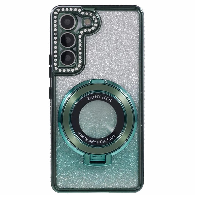 For Samsung Galaxy S22+ 5G Kickstand Case Rhinestone Decor Gradient TPU Phone Cover