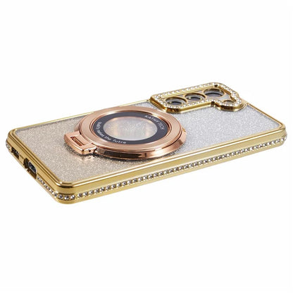For Samsung Galaxy S22+ 5G Kickstand Case Rhinestone Decor Gradient TPU Phone Cover