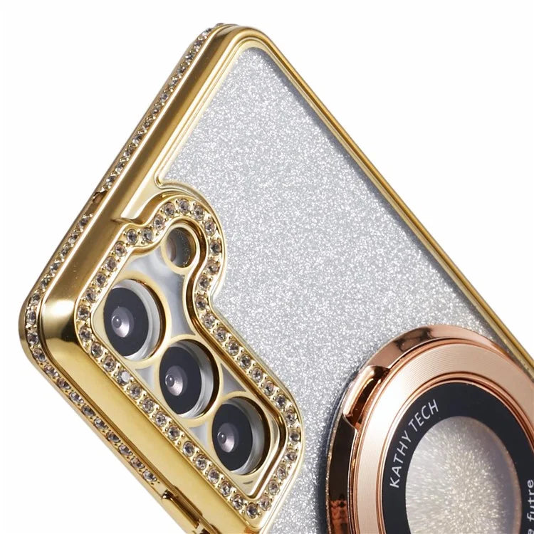 For Samsung Galaxy S22+ 5G Kickstand Case Rhinestone Decor Gradient TPU Phone Cover