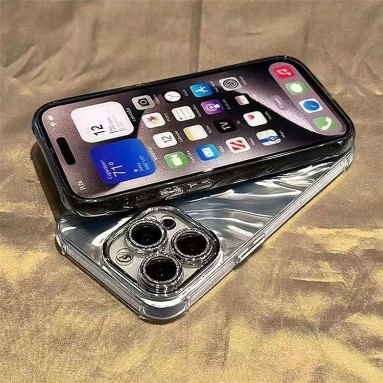 For iPhone 14 Pro Case Shimmer Lens Ring Acrylic+TPU Phone Cover with PC Lens Film