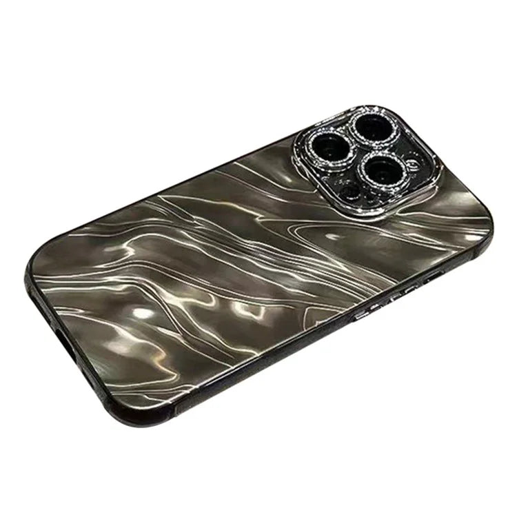 For iPhone 12 Pro Case PC Lens Protector Acrylic+TPU Phone Cover Wavy Texture Design