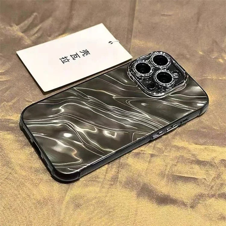 For iPhone 12 Pro Case PC Lens Protector Acrylic+TPU Phone Cover Wavy Texture Design