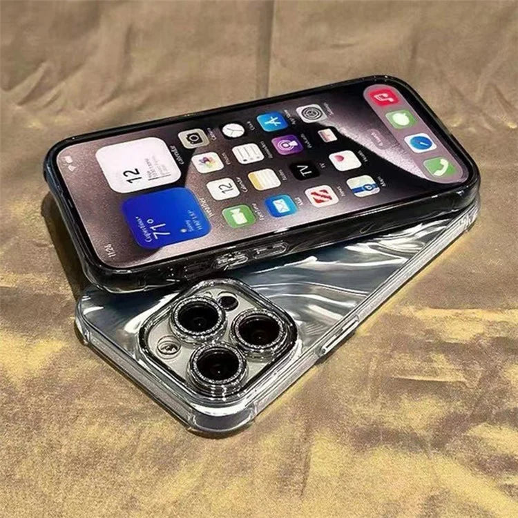 For iPhone 12 Pro Case PC Lens Protector Acrylic+TPU Phone Cover Wavy Texture Design