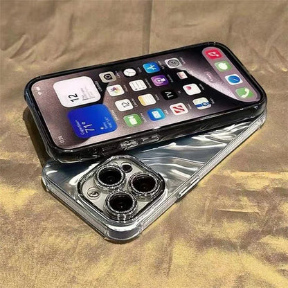 For iPhone 12 Pro Case PC Lens Protector Acrylic+TPU Phone Cover Wavy Texture Design