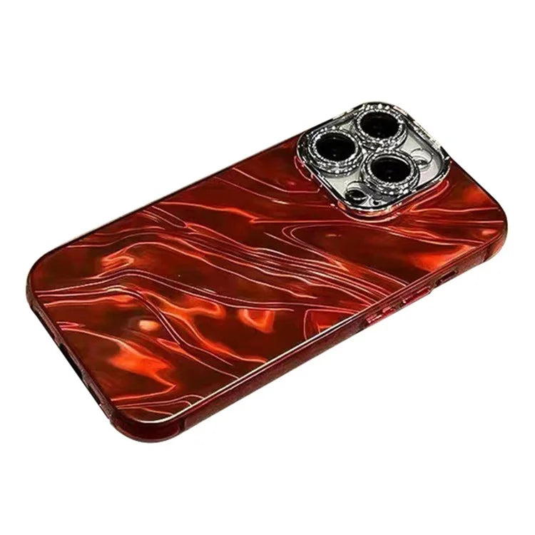 For iPhone 12 Pro Case PC Lens Protector Acrylic+TPU Phone Cover Wavy Texture Design