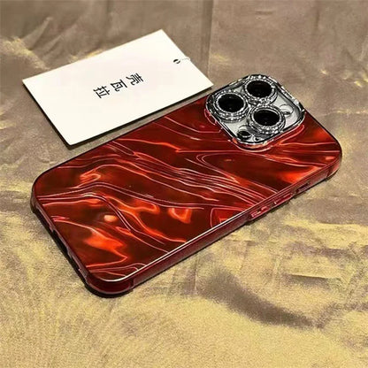 For iPhone 12 Pro Case PC Lens Protector Acrylic+TPU Phone Cover Wavy Texture Design