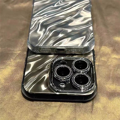 For iPhone 12 Pro Case PC Lens Protector Acrylic+TPU Phone Cover Wavy Texture Design