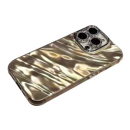 For iPhone 12 Pro Case PC Lens Protector Acrylic+TPU Phone Cover Wavy Texture Design