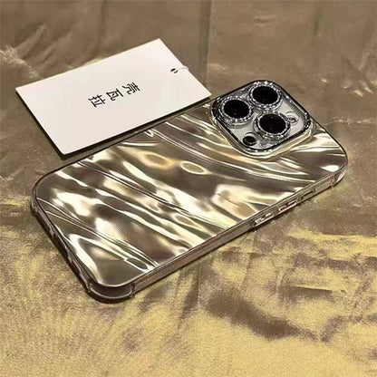 For iPhone 12 Pro Case PC Lens Protector Acrylic+TPU Phone Cover Wavy Texture Design