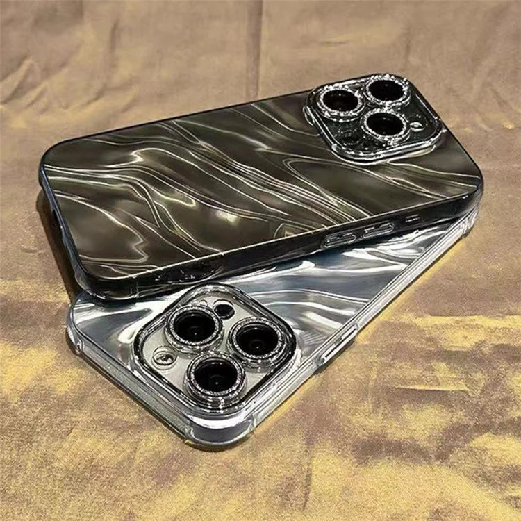 For iPhone 12 Pro Case PC Lens Protector Acrylic+TPU Phone Cover Wavy Texture Design