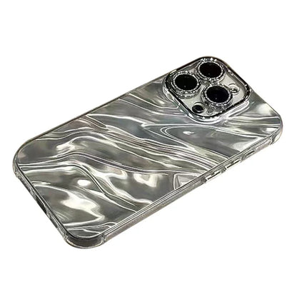 For iPhone 12 Pro Case PC Lens Protector Acrylic+TPU Phone Cover Wavy Texture Design
